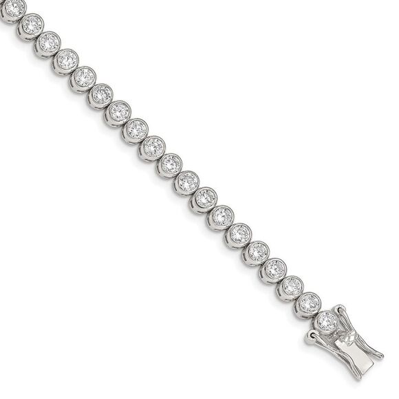 Kazi Luxury Sterling Silver Rhodium-plated CZ 7 inch Tennis Bracelet